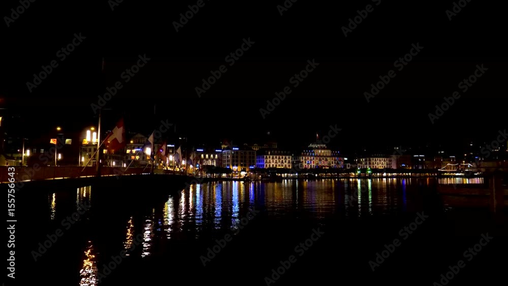Luzern Seebrücke Schwanenplatz Nacht Luzern Seebrücke Schwanenplatz Nacht