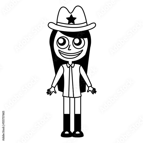 female sheriff avatar character vector illustration design