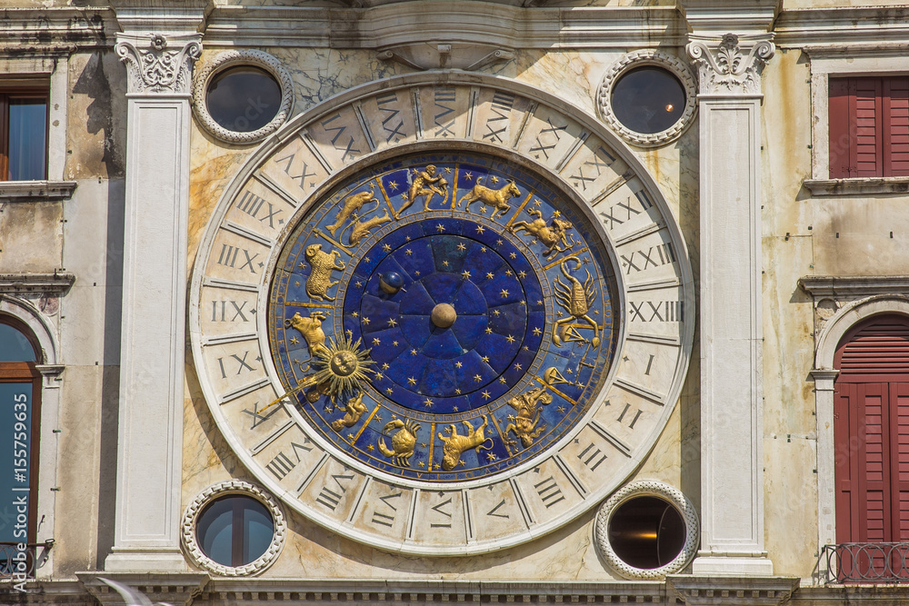 Orologio astronomico a Venezia in piazza San Marco, Veneto, Italia