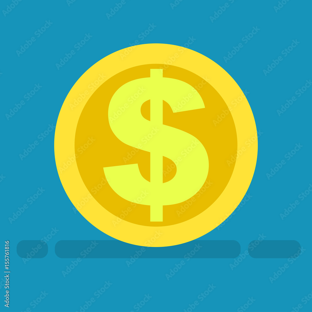Big Dollar Symbol on Gold Coin Icon Cartoon Style Big Dollar Symbol on Gold Coin Icon Cartoon Style