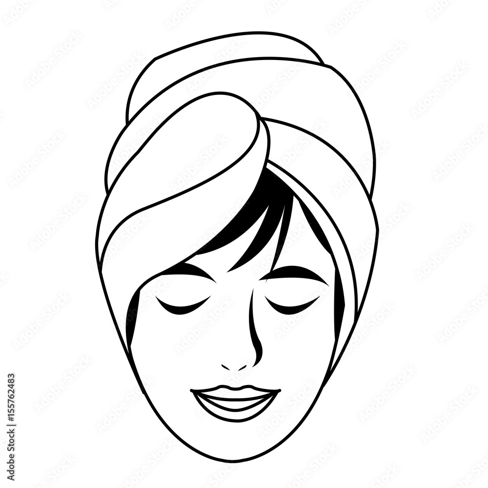 woman with towel on head. spa treatment. vector illustration woman with towel on head. spa treatment. vector illustration