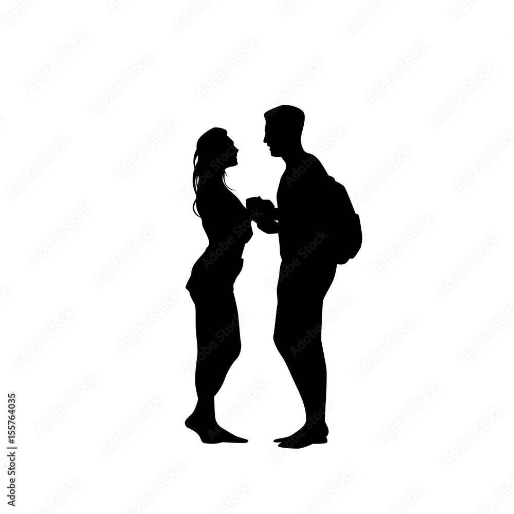 Couple Black Silhouette Holding Hands