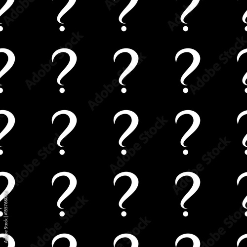 Seamless pattern with question marks. Same sizes. Black background. Vector illustration