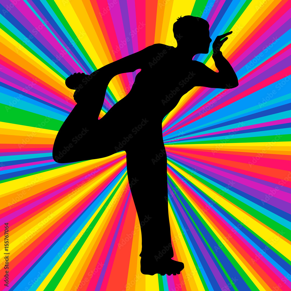 Silhouette dancing human, music battle party, disco ray background.