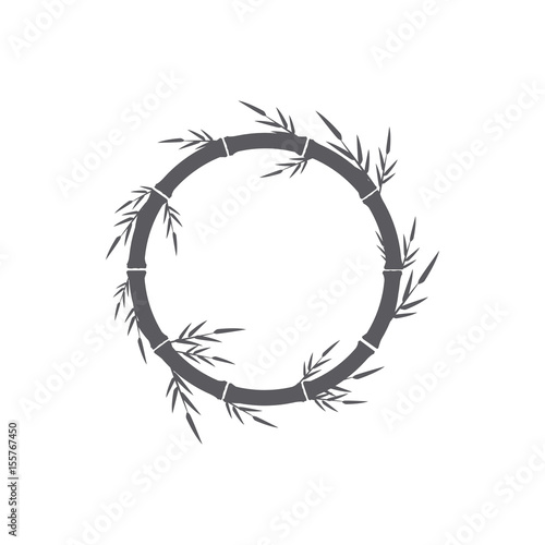 fresh bamboo leaves round decoration, botanical zen forest, tropical spa vector illustration