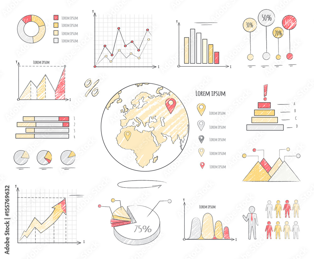 Stats Numbers Earth Population Statistics Charts Illustration Stock Vector | Adobe Stock