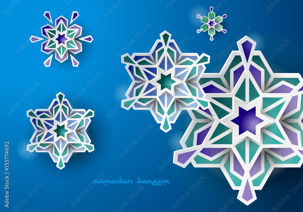 Fototapeta premium Paper graphic of islamic geometric art. Ramadan Kareem background with Islamic decorations.