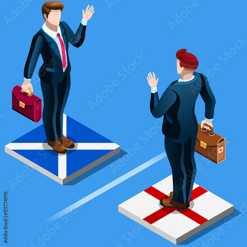 Scotland withdrawal from the UK United Kingdom infographics. Vector EU and British flags icons. Voting result Political brexit crisis concept. infographic elements