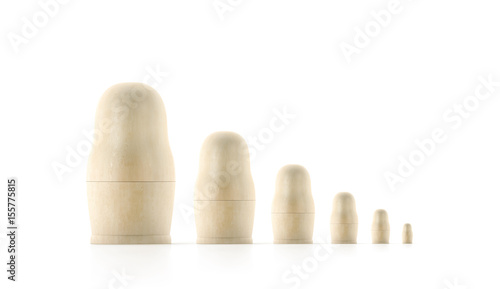 Obraz na plátně Blank wooden nesting dolls mockups, russian matryoshka, 3d rendering