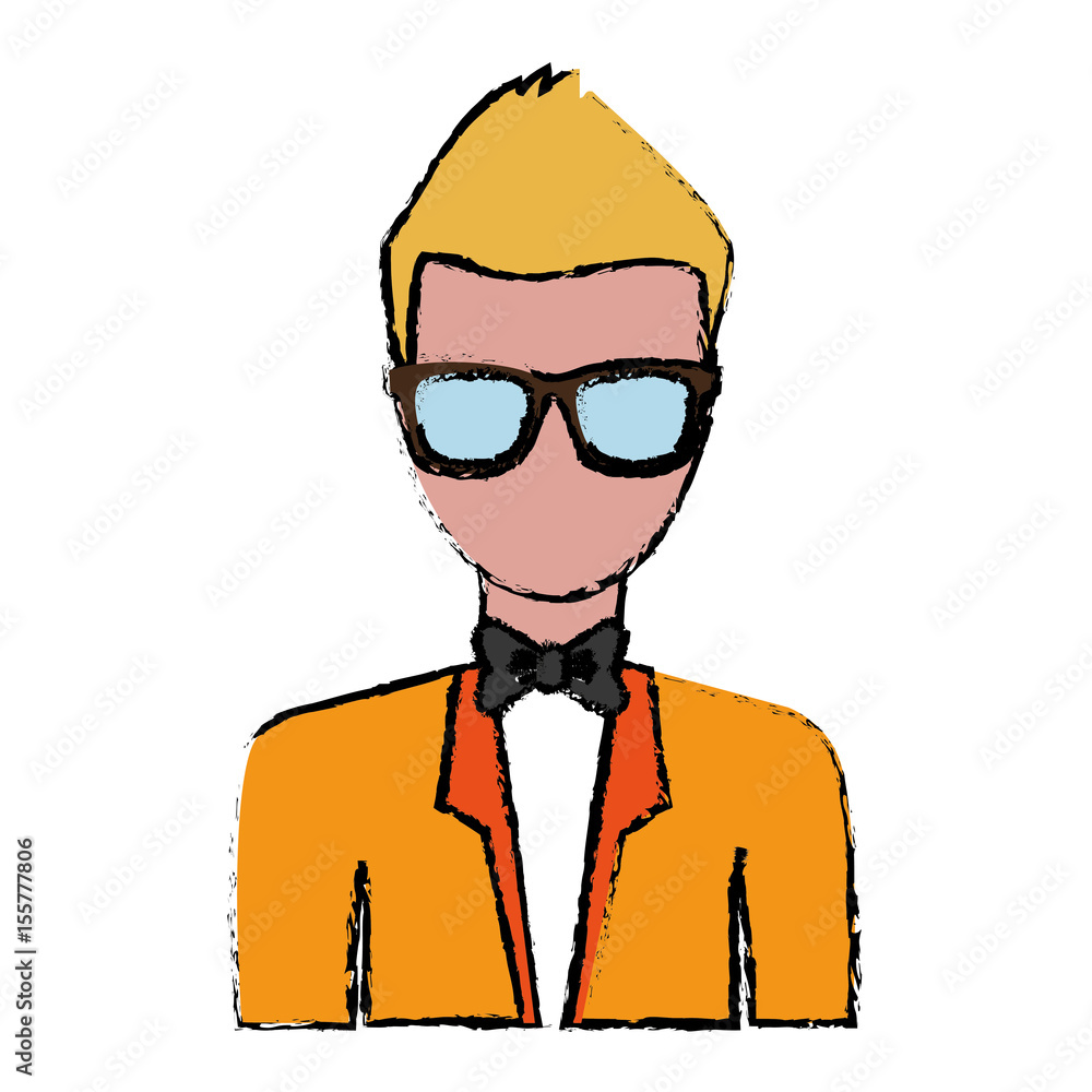 man with glasses icon over white background. hipster lifestyle concept. colorful design. vector illustration