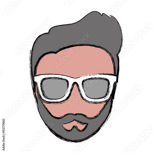 man with glasses icon over white background. hipster lifestyle concept. colorful design. vector illustration