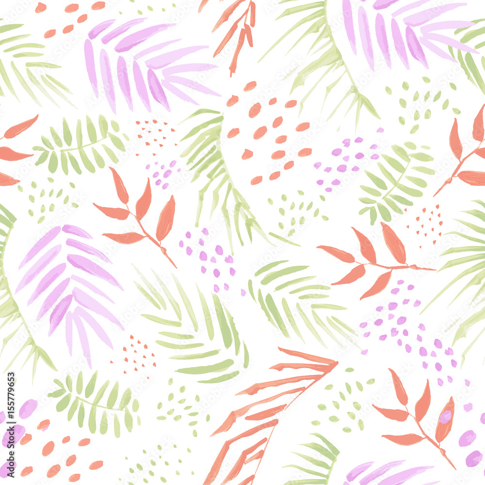Colored tropical leaves seamless vector pattern. Beautiful concept for fabric or wrapping