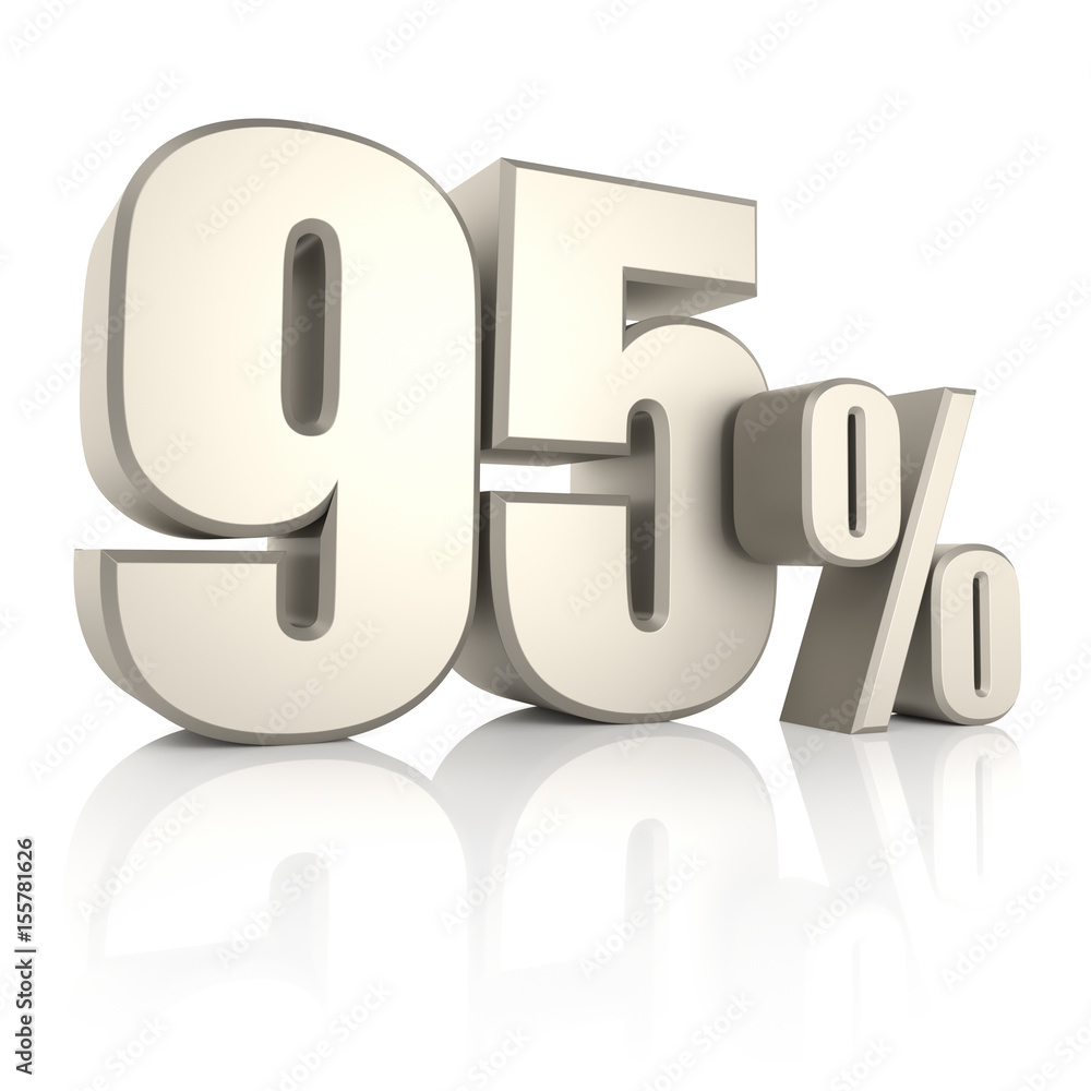 95 Percent isolated on White Background. 3d Render 95 Percent isolated on White Background. 3d Render