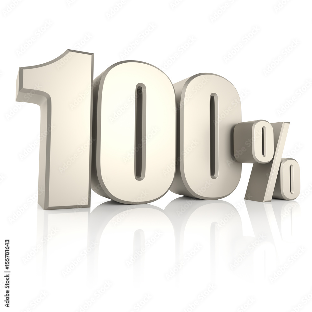 100 Percent isolated on White Background. 3d Render 100 Percent isolated on White Background. 3d Render