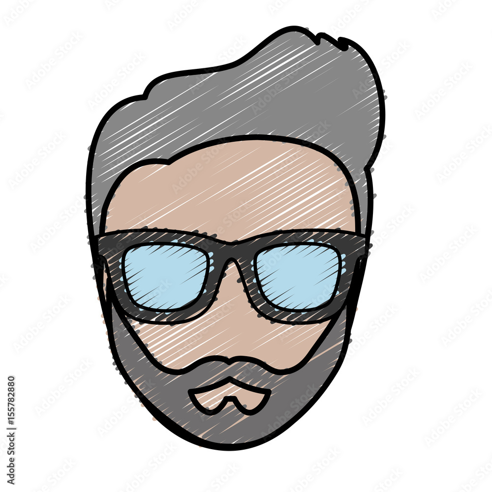 hipster man with glasses icon over white background. colorful design. vector illustration hipster man with glasses icon over white background. colorful design. vector illustration
