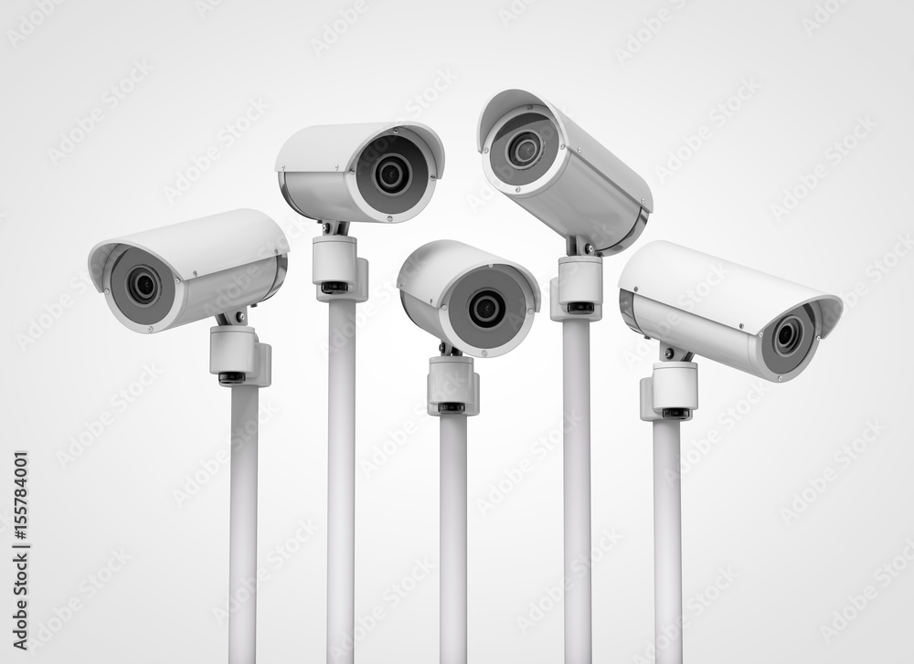 A collection of surveillance CCTV security cameras. 3D rendering A collection of surveillance CCTV security cameras. 3D rendering