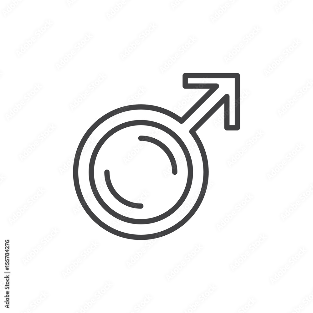 Male gender symbol, line icon, outline vector sign, linear style pictogram isolated on white. Logo illustration. Editable stroke. Pixel perfect Male gender symbol, line icon, outline vector sign, linear style pictogram isolated on white. Logo illustration. Editable stroke. Pixel perfect