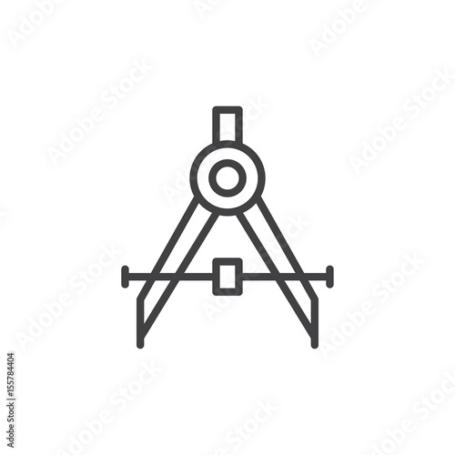 Drafting compass line icon, outline vector sign, linear style pictogram isolated on white. Symbol, logo illustration. Editable stroke. Pixel perfect