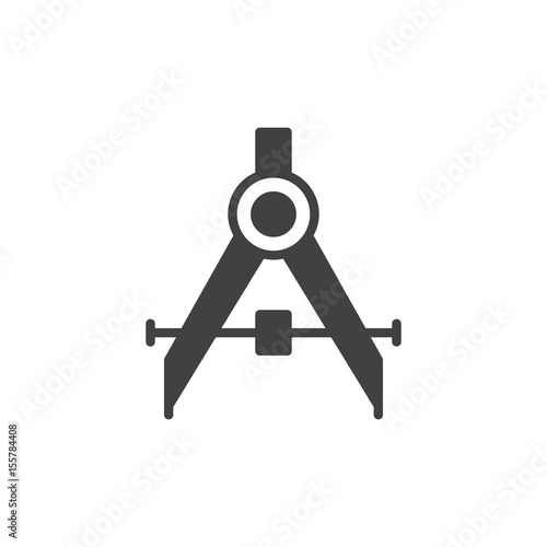 Drafting compass icon vector, filled flat sign, solid pictogram isolated on white. Symbol, logo illustration. Pixel perfect