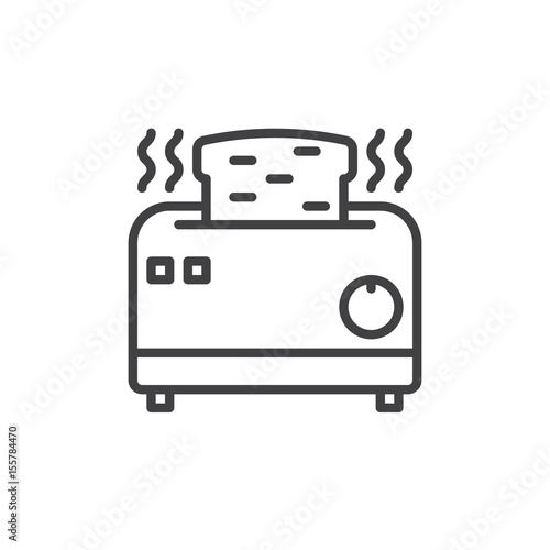 Toaster line icon, outline vector sign, linear style pictogram isolated on white. Symbol, logo illustration. Editable stroke. Pixel perfect