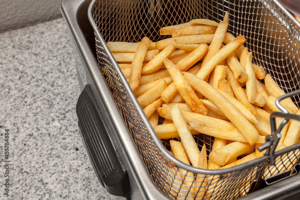 French fries in the fryer