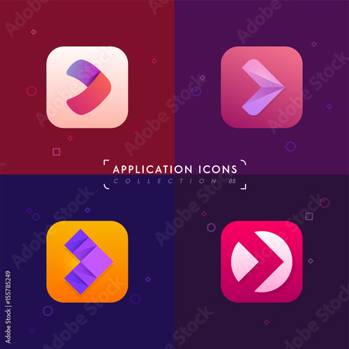 Application icons set. Arrow sign collection. Logo elements in material design style