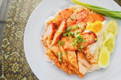 Kao Moo Daeng, Traditional Thai-Style Barbecue Red Pork with Rice