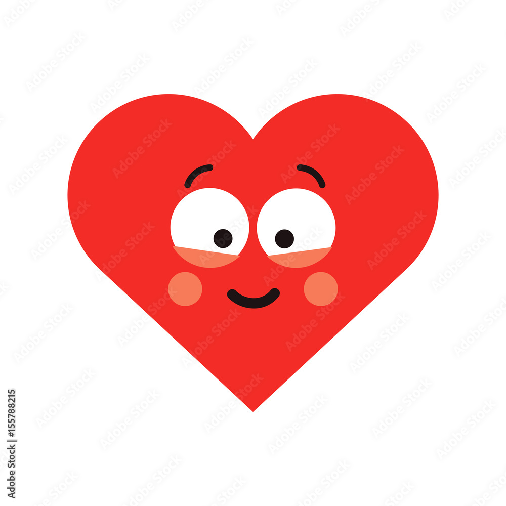 Vector illustration of red happy smiling heart isolated on white background. Vector illustration of red happy smiling heart isolated on white background.