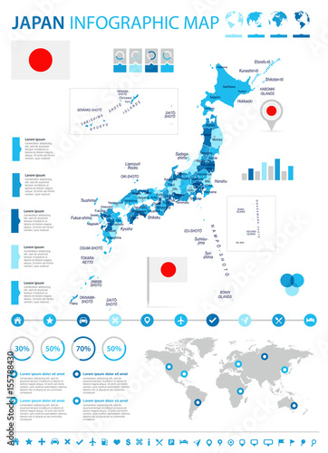 Japan - map and flag – infographic illustration