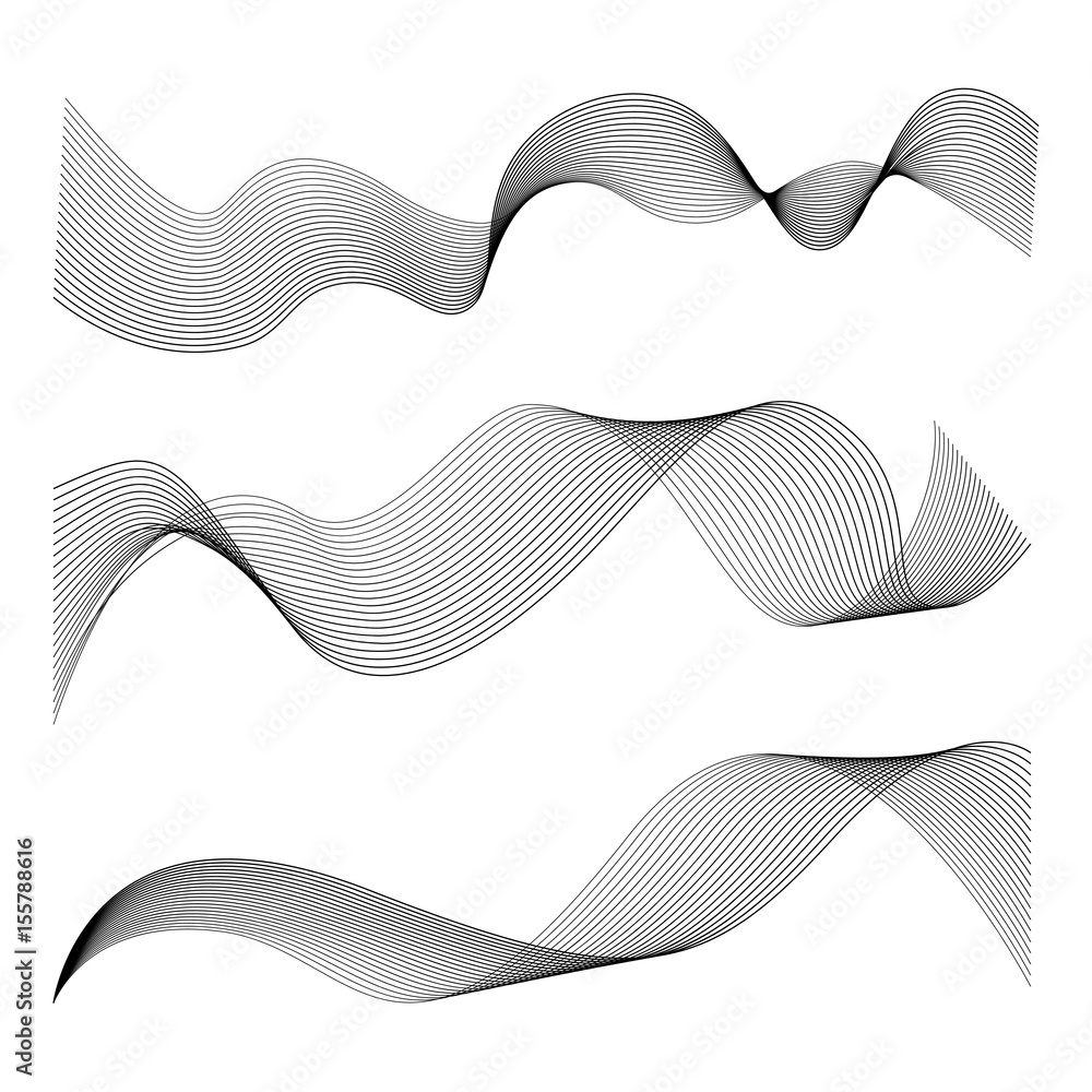 Set abstract black smoke wave. Transparent wave. Set abstract black smoke wave. Transparent wave.