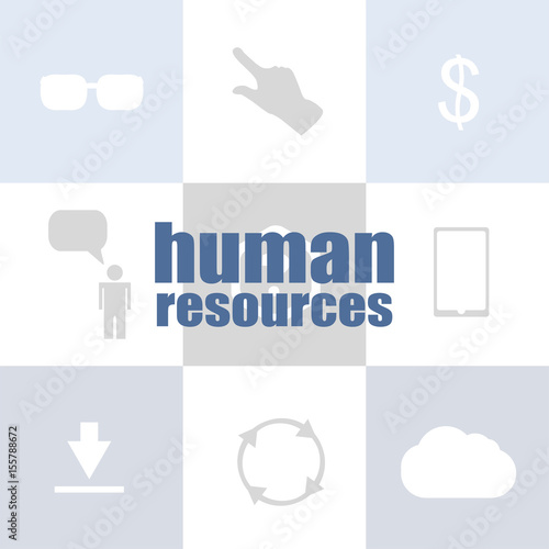 Management concept. human resources text . Infographic of technology or education process