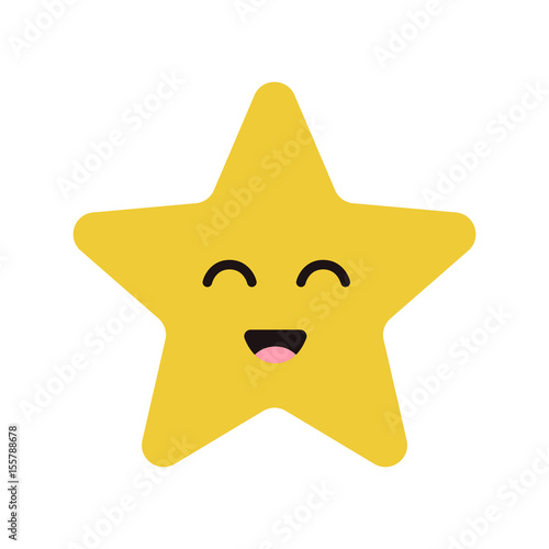 Cute cartoon happy star character with smile