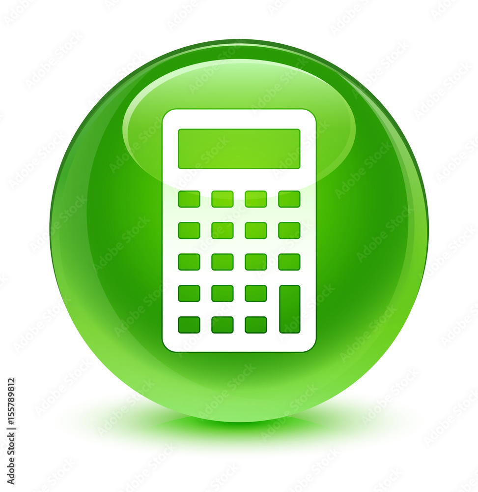 Calculator icon glassy green round button Calculator icon glassy green round button