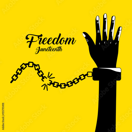 hand up with chain to celebrate freedom