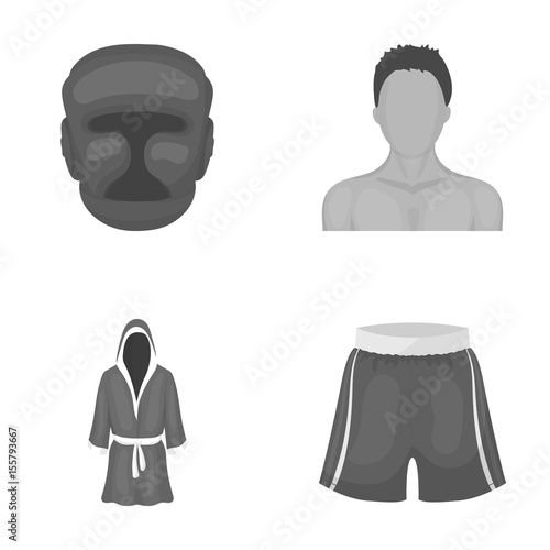 Boxing, sport, mask, helmet.Boxing set collection icons in monochrome style vector symbol stock illustration web.