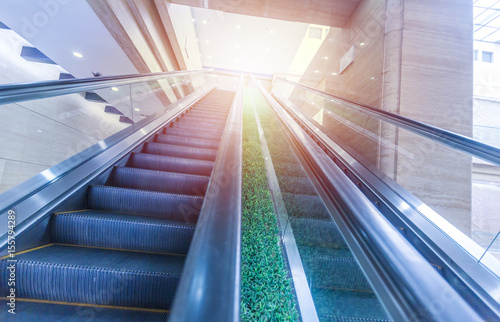 Blurry modern escalator