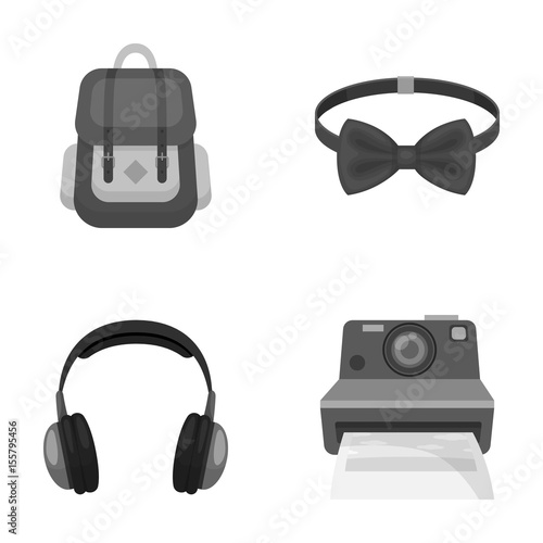 Hipster, fashion, style, subculture .Hipster style set collection icons in monochrome style vector symbol stock illustration web.