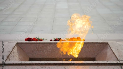 Eternal flame on the Victory Square in Minsk, Belarus - slowmotion 180 fps photo