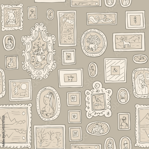 hand drawn seamless pattern with pitures