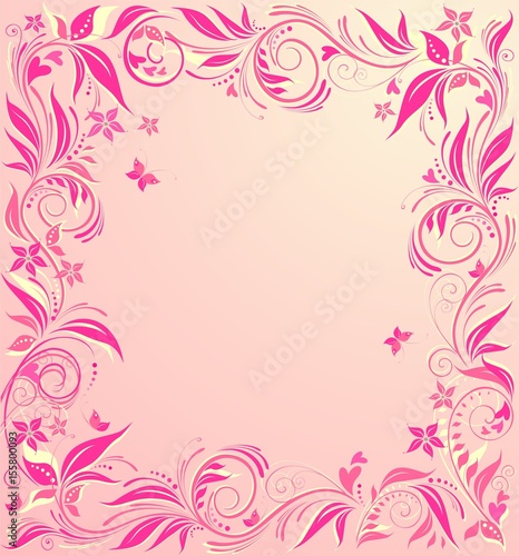Beautiful floral pink card for wedding invitations © Eva105