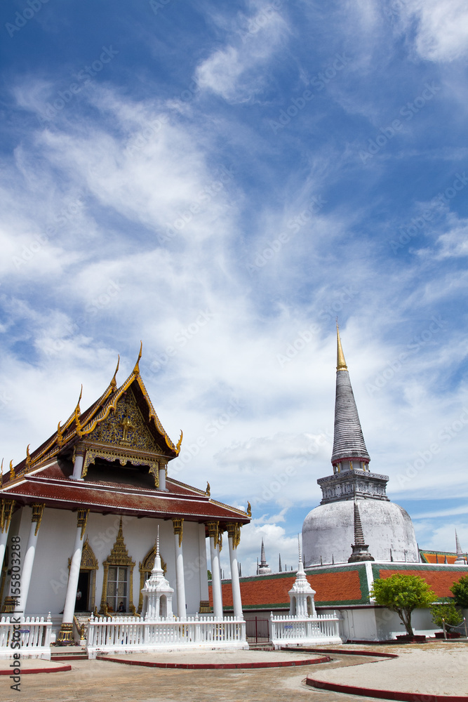 Ancient Pagoda in Wat Mahathat temple, Nakhon Si Thammarat ,Southern of Thailand