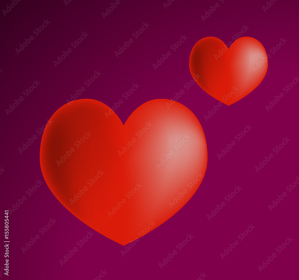 Cute Heart on Black Background. Isolated Vector Illustration 