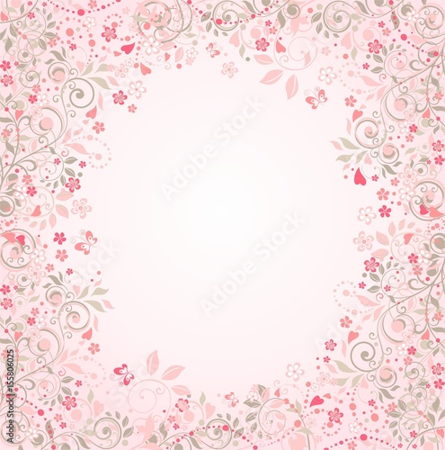 Beautiful wedding greeting card with oriental floral pattern