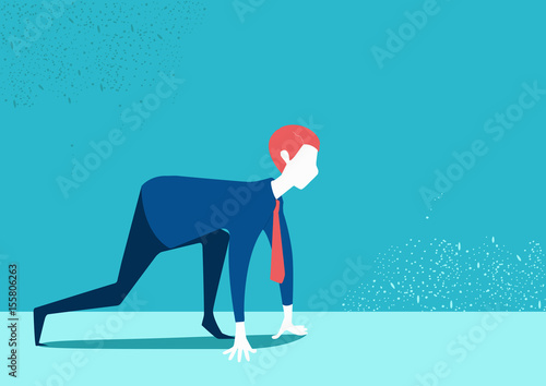 Businessman on starting line. 