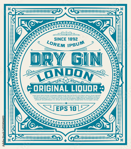 Gin label with floral ornaments