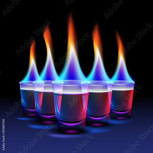 Set of Burning cocktails