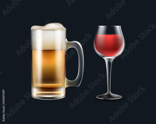 Glass of wine and beer