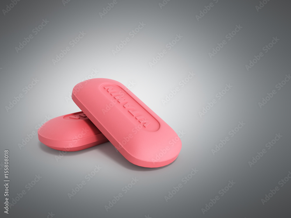 Vitamin pills 3d render on grey background Vitamin pills 3d render on grey background