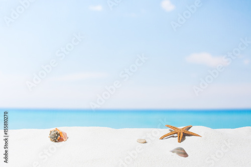 sea and white sand on the empty tropical beach, summer background