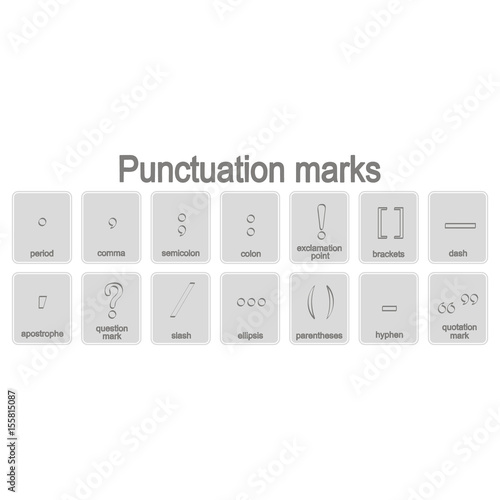 monochrome icons set with punctuation marks for your design